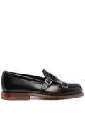 Santoni double-buckle leather loafers - Black