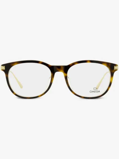 OMEGA EYEWEAR tortoiseshell round-frame glasses