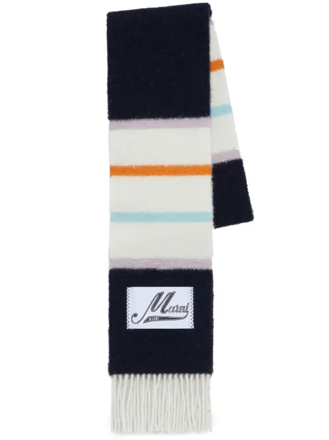 Marni logo-patch striped scarf Women