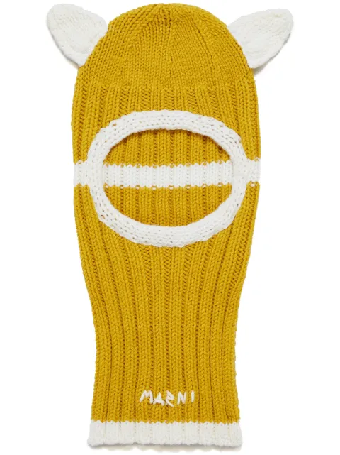 Marni logo刺绣罗纹羊毛巴拉克拉瓦帽