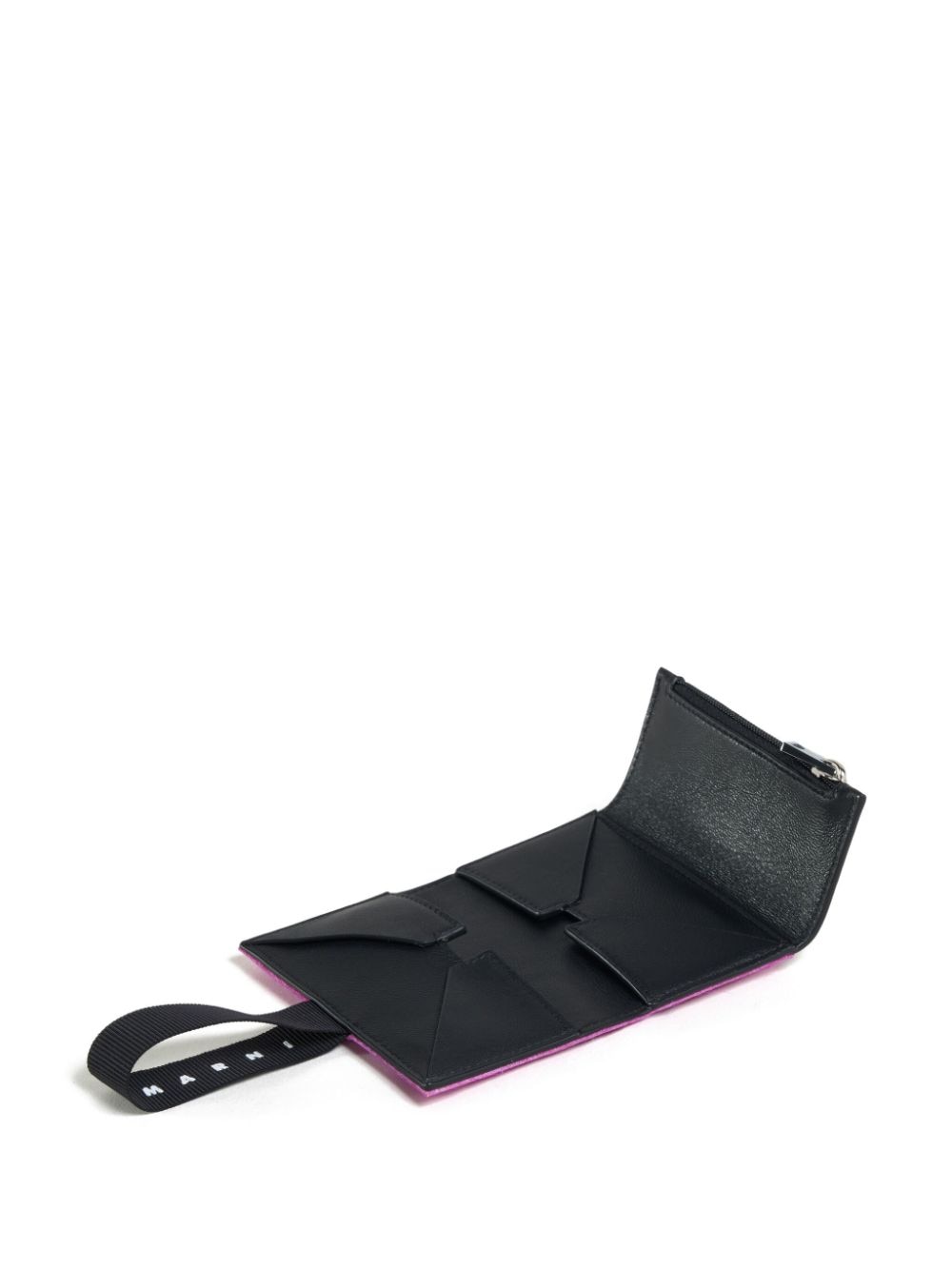 Shop Marni Logo-strap Brushed-effect Wallet In Pink
