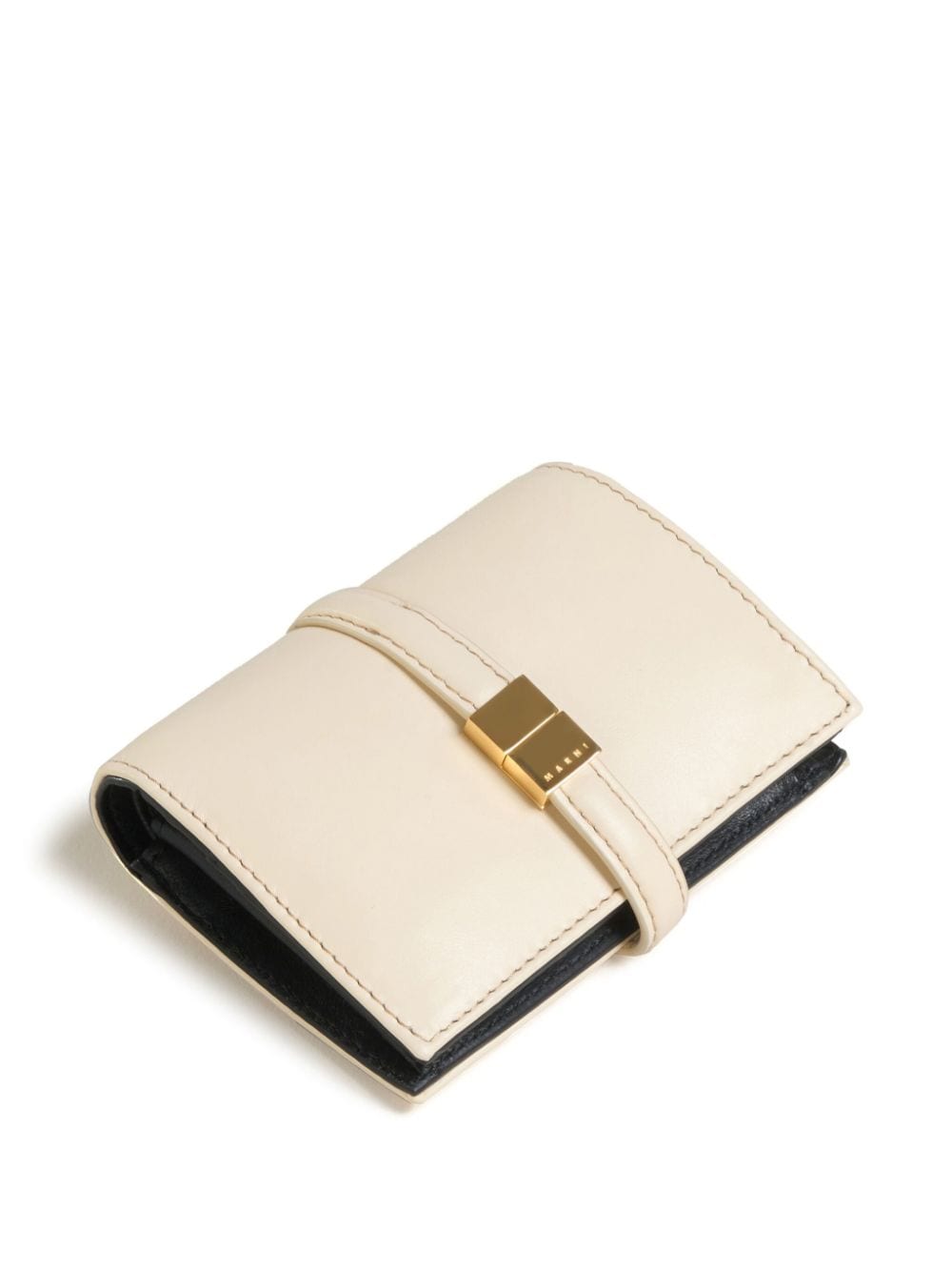 Shop Marni Prisma Bi-fold Leather Wallet In Neutrals