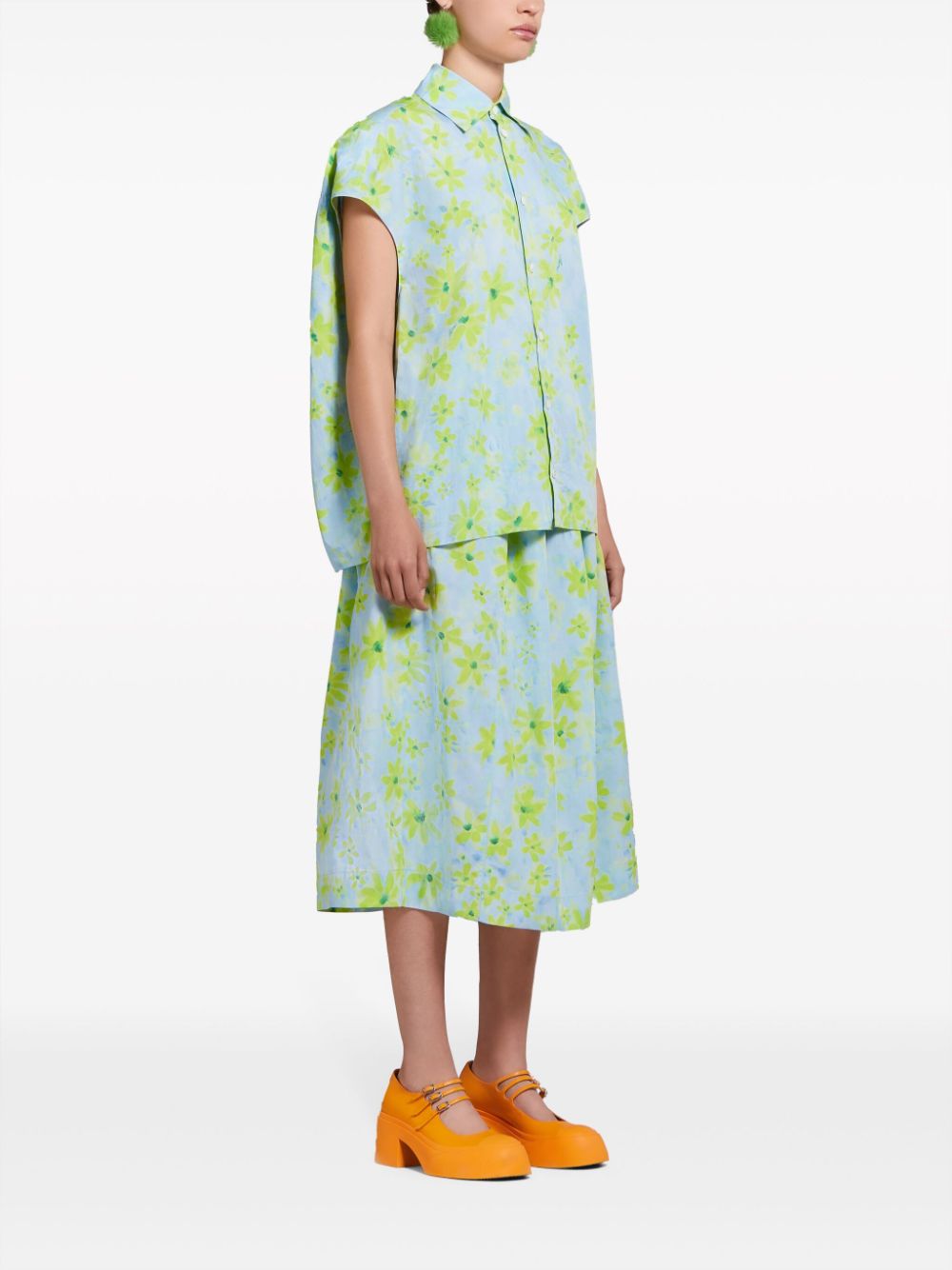 Marni Midi-rok met bloemenprint Blauw