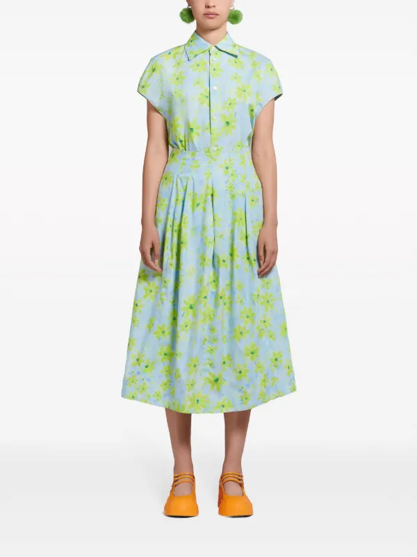 【送料&関税込】Marni Flared Midi Skirt MARNI Pleated cotton midi skirt | NET-A-PORTER