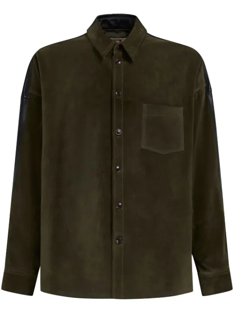 Marni contrasting-panel leather shirt Men