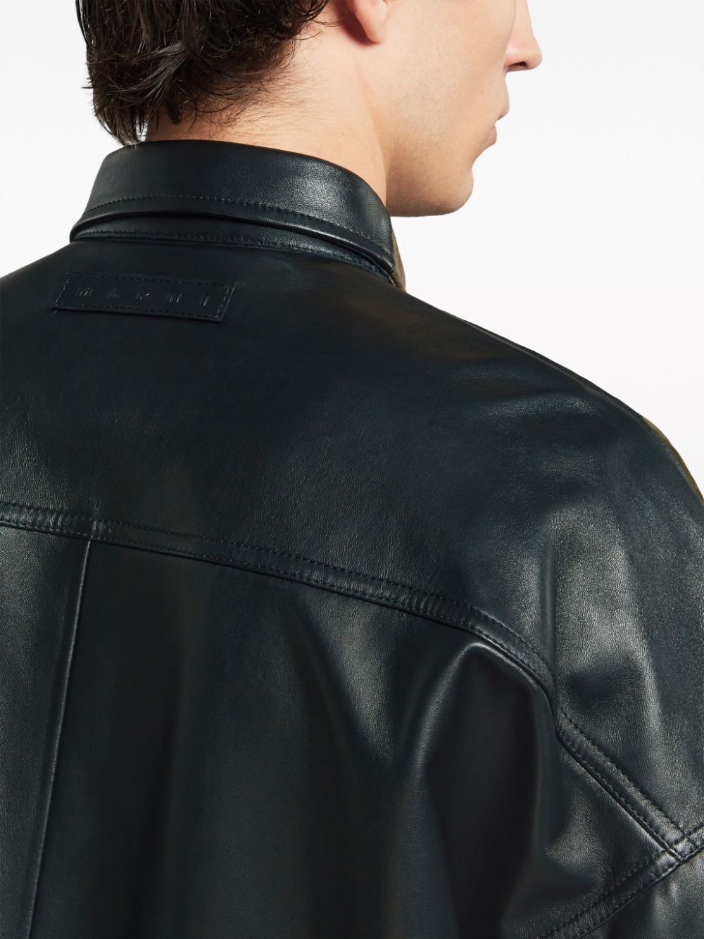 Marni contrasting-panel leather shirt Men