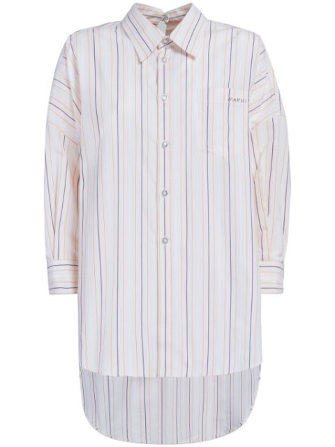 Marni logo-embroidered striped cotton shirt Women