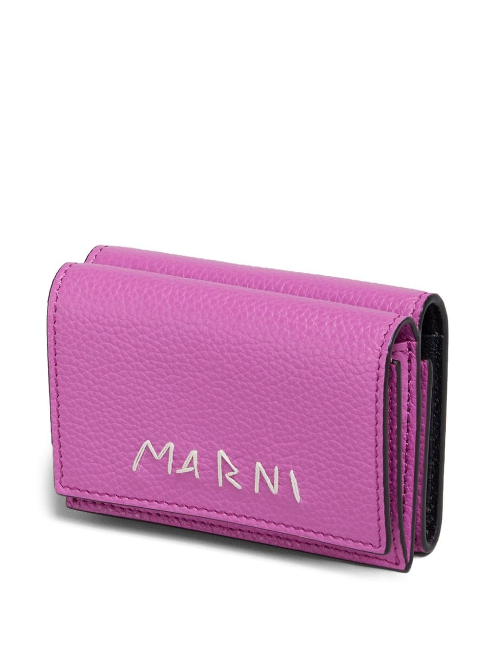 Marni Leren portemonnee met geborduurd logo Roze