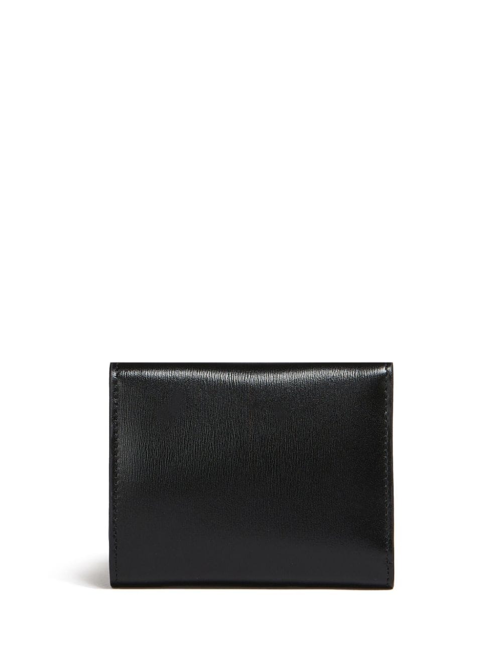 Shop Marni Tri-fold Leather Wallet In Black
