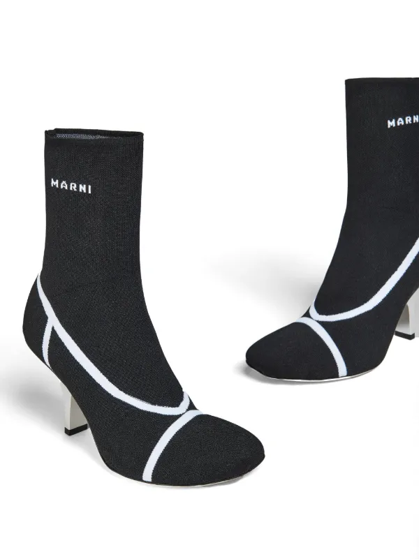 関税送料込Marni Logo Intarsia Ankle Boots Marni Logo intarsia-knit Ankle Boots | Black | FARFETCH