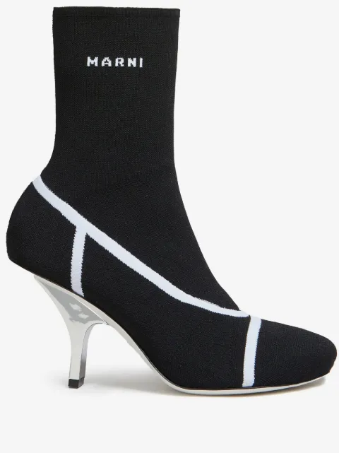 Marni logo intarsia-knit ankle boots 