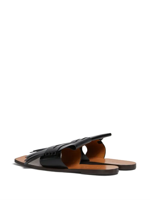 Marni フリンジ レザーサンダル | ブラック | FARFETCH JP 