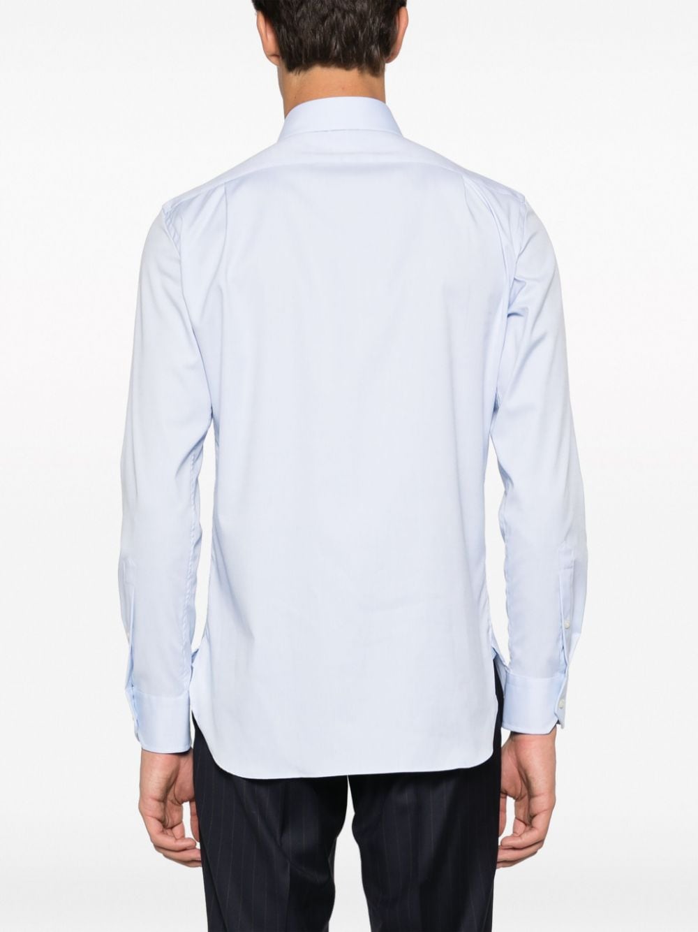 Shop Boggi Milano Cutaway-collar Cotton Shirt In Blue