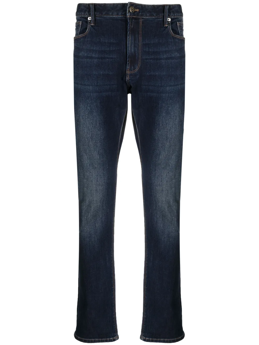 Emporio Armani logo-plaque straight-leg jeans - Blu