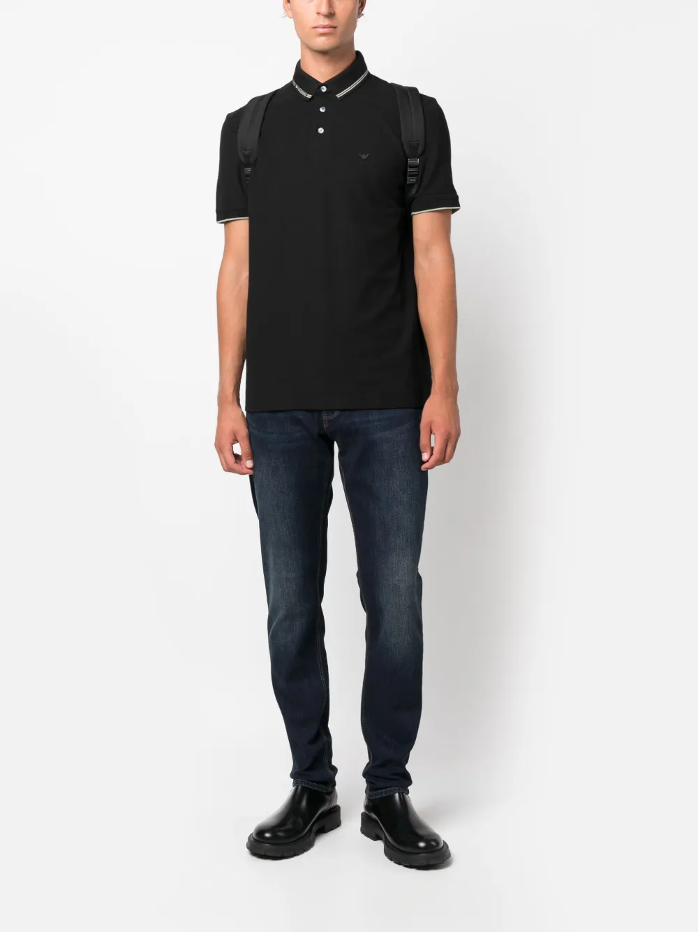 Emporio Armani logo-plaque straight-leg jeans - Blauw