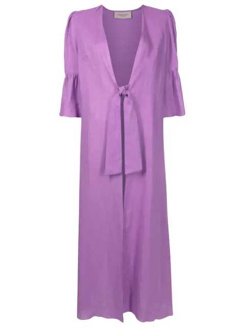 Adriana Degreas Orquidea Vintage linen maxi robe