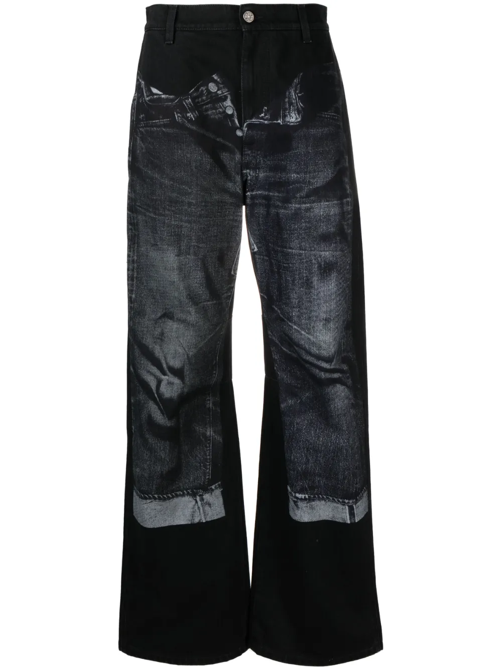 Jean Paul Gaultier trompe l'oeil-print wide-leg jeans | Smart Closet