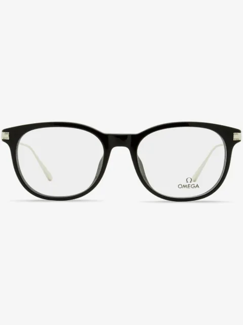 OMEGA EYEWEAR round-frame engraved-logo glasses