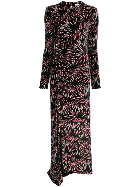 Rabanne graphic-print velvet maxi dress