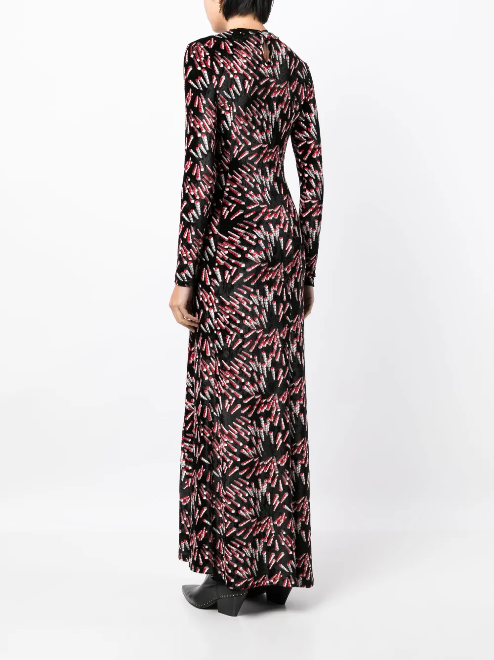 Rabanne Maxi-jurk met print Zwart