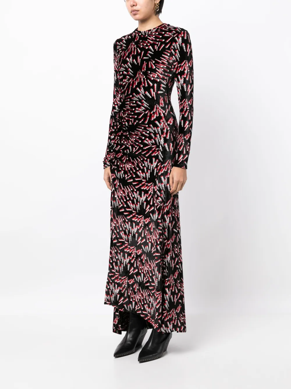 Rabanne Maxi-jurk met print Zwart
