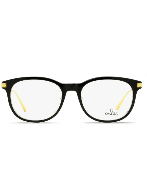 OMEGA EYEWEAR round-frame engraved-logo glasses