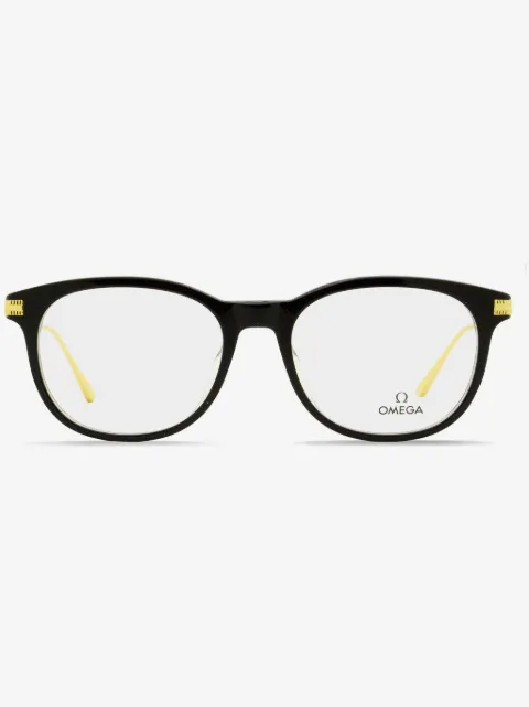 OMEGA EYEWEAR round-frame engraved-logo glasses