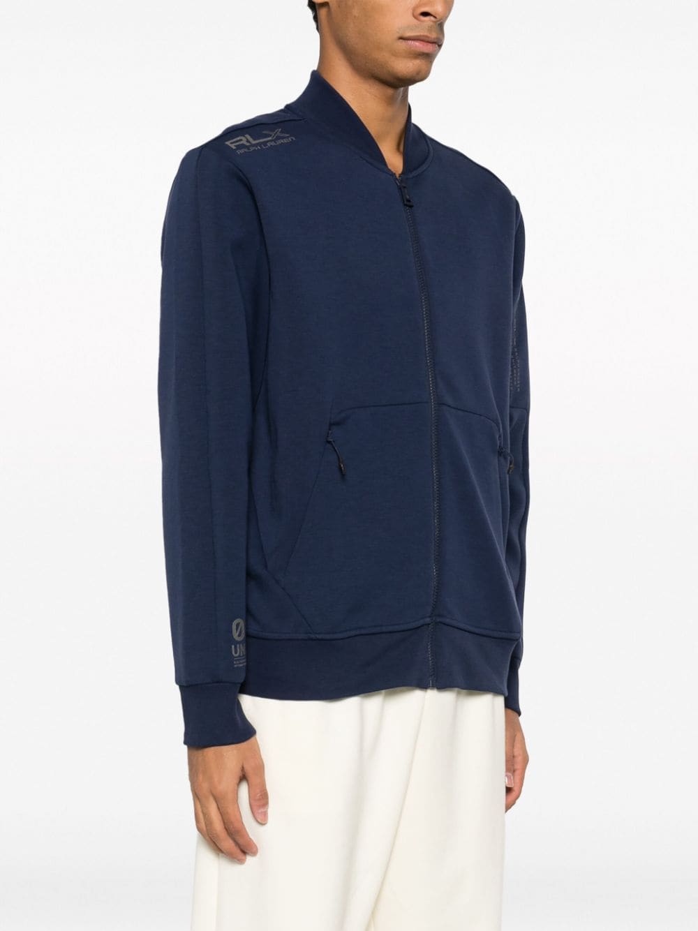 Shop Ralph Lauren Zip-up Band-collar Bomber Jacket In Blau