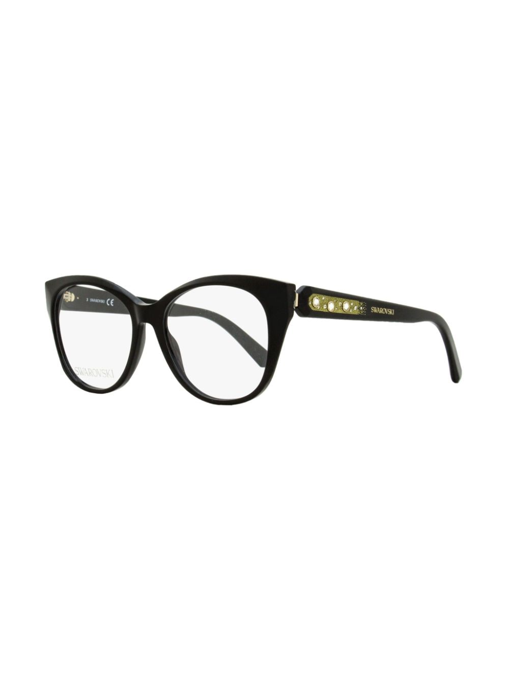 Shop Swarovski 5469 Oval-frame Crystal Glasses In Black