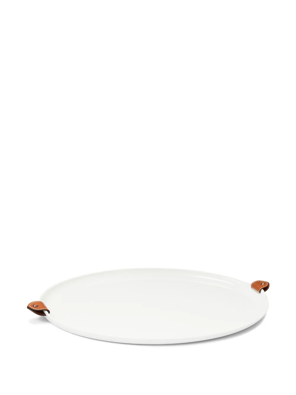 Ralph Lauren Home Ralph Lauren Home Wyatt ovales Tablett - Weiß aus Porzellan/Kalbsleder