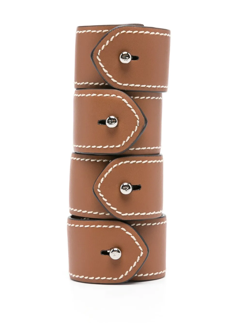 Polo Ralph Lauren Wyatt Leather Napkin Rings (set Of Four) In Brown