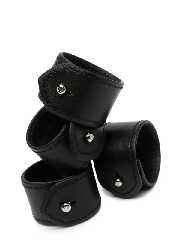 Ralph Lauren Home Wyatt Leather Napkin Ring (set Of four) Black