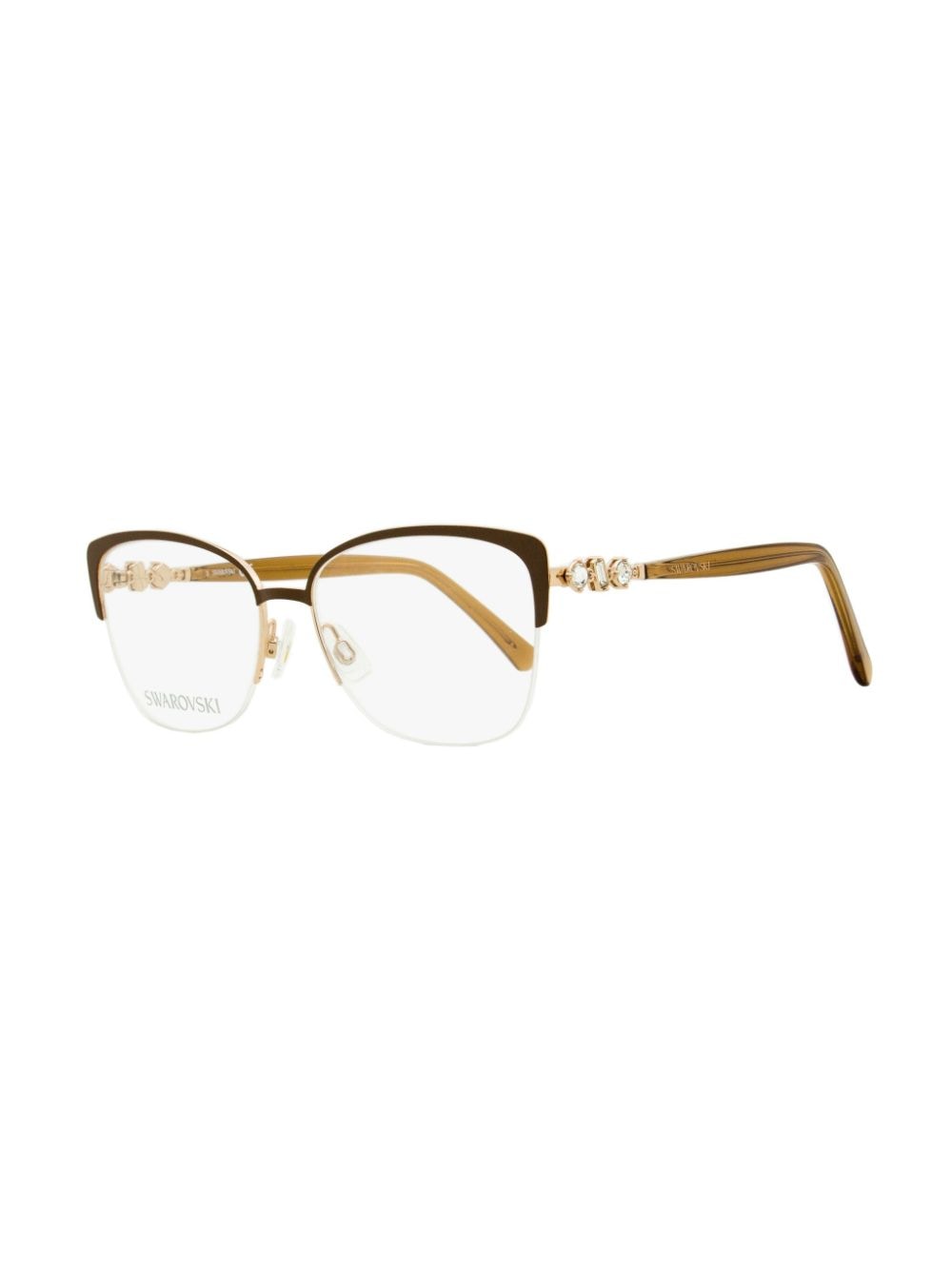 Shop Swarovski 5444 Butterfly-frame Semi-rimless Glasses In Brown