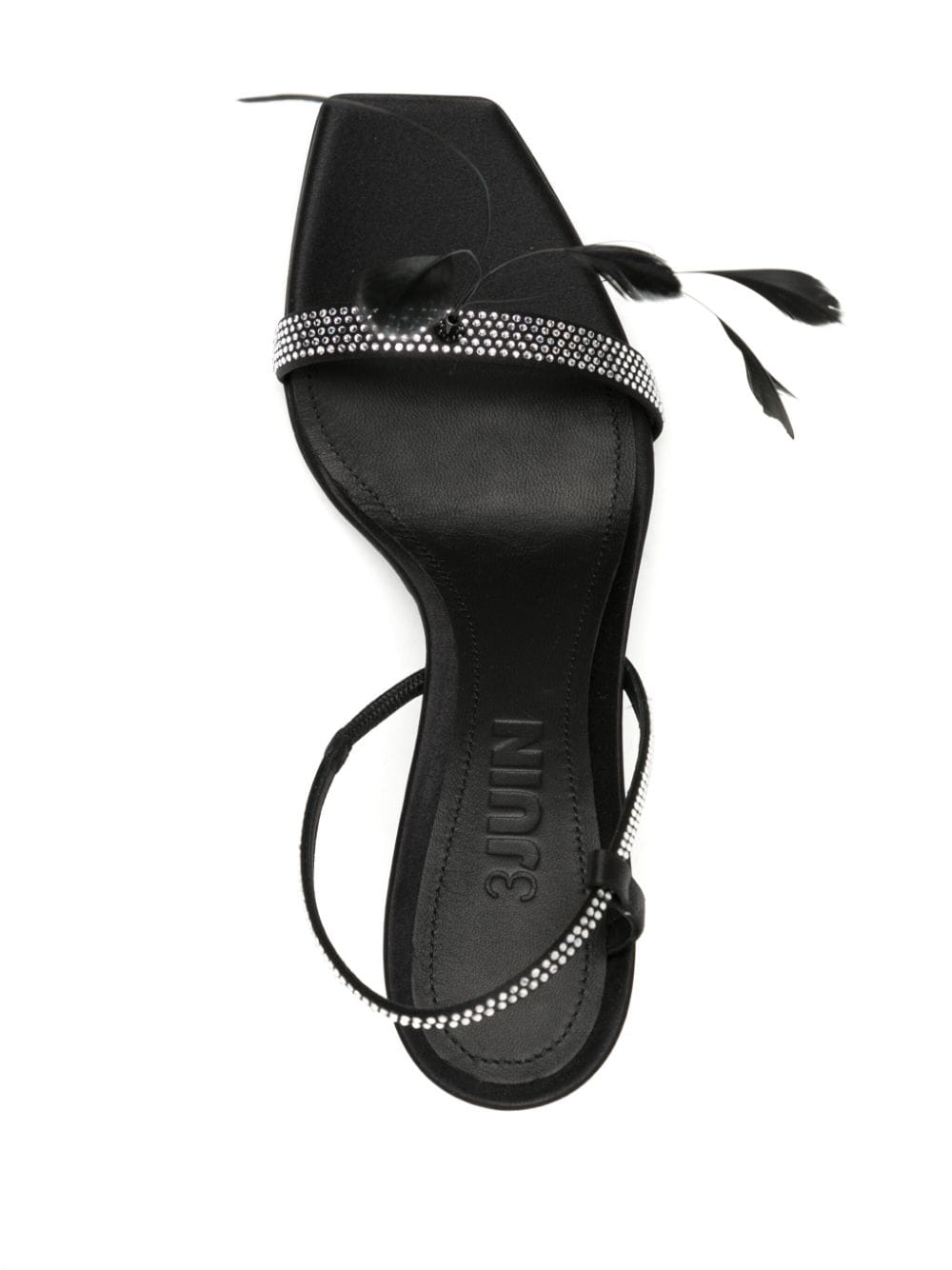 Shop 3juin Elettra 100mm Feather-detail Leather Sandals In Black