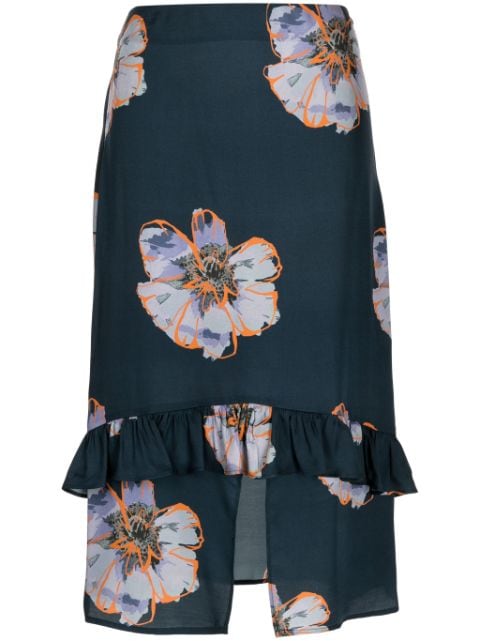 PS Paul Smith floral-print ruffled midi skirt