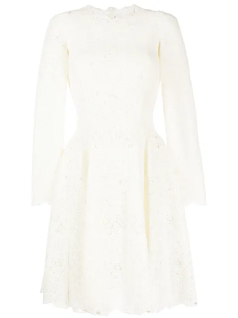 Ermanno Scervino rebrodé-lace long-sleeve dress