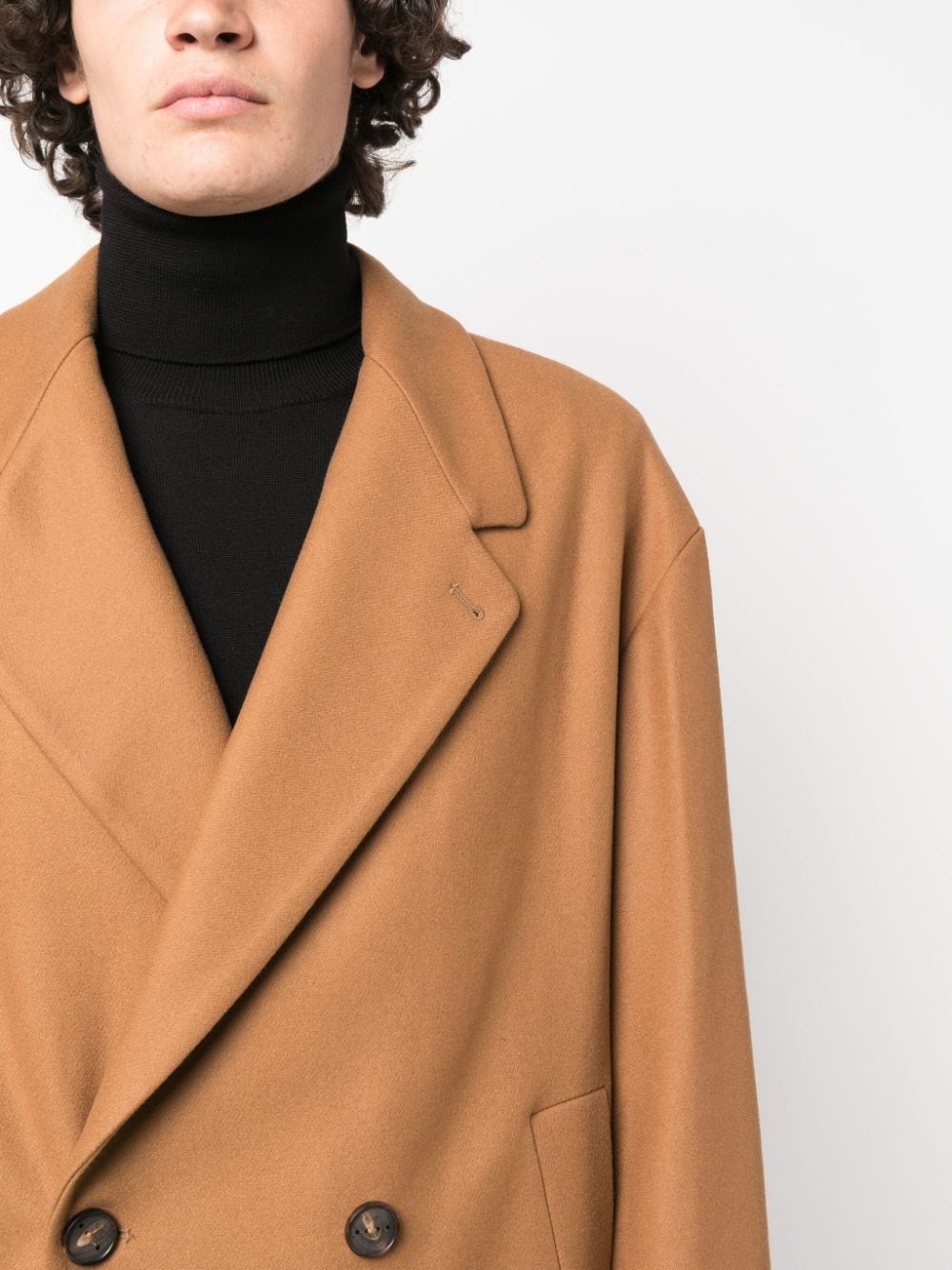 Shop Hevo Double-breasted Wool-blend Coat In Braun