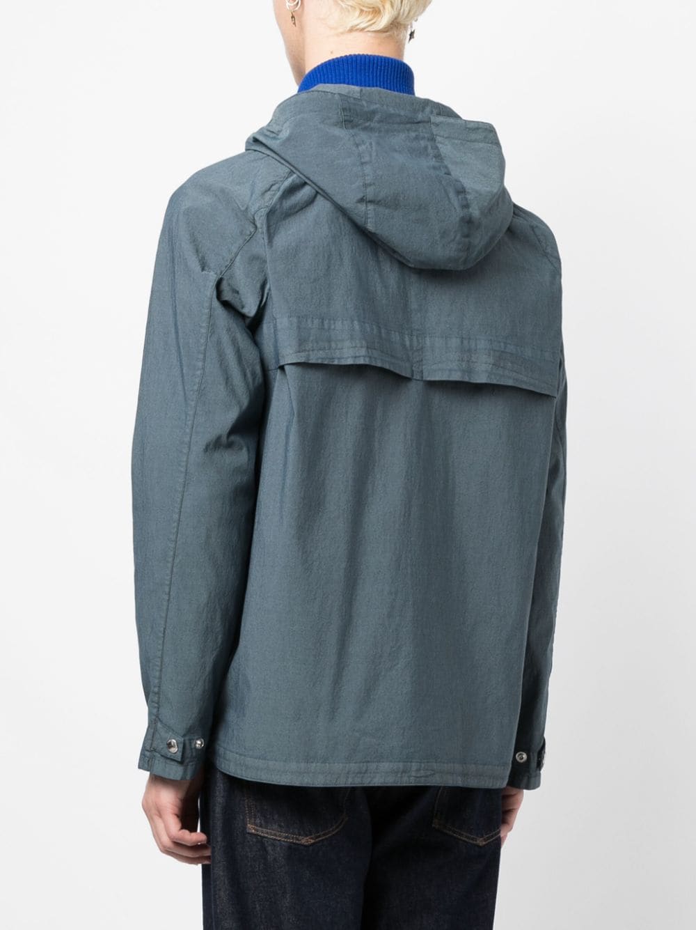 Shop Ps By Paul Smith Drawstring-hood Cotton Jacket In Blue