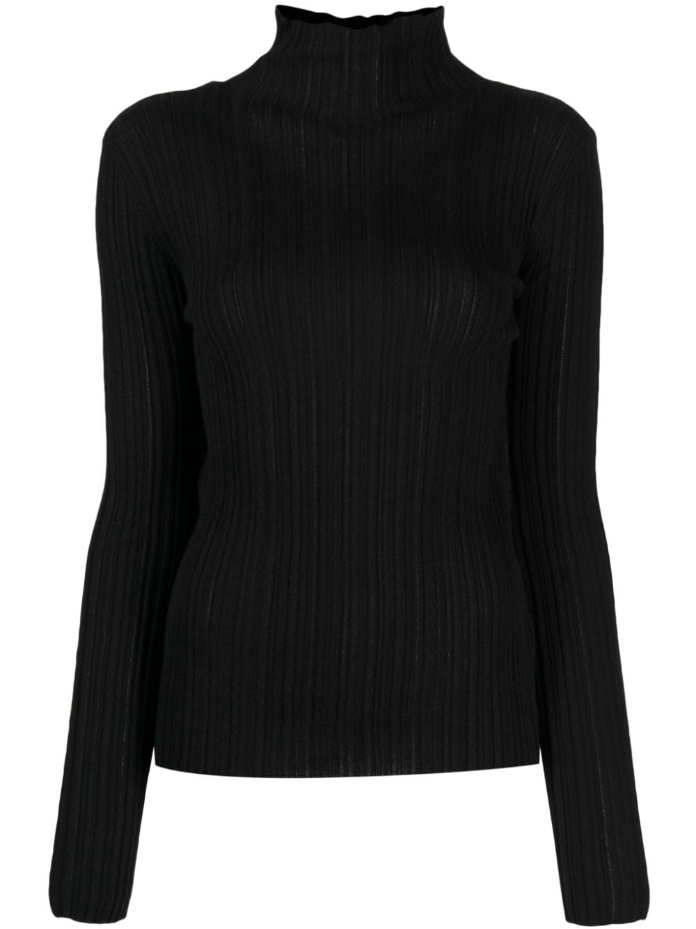 Agnona high-neck plissé jumper - Black