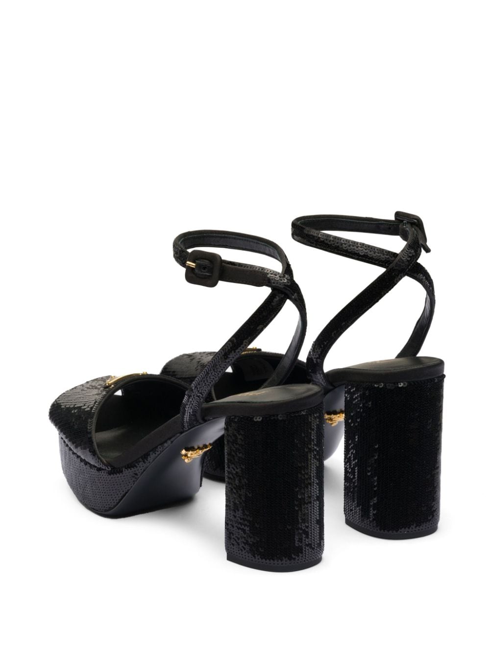 Shop Prada Sequinned Platform Sandals In F0002 Black