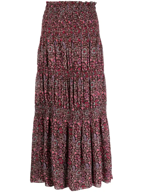 MARANT ÉTOILE graphic-print shirred midi skirt