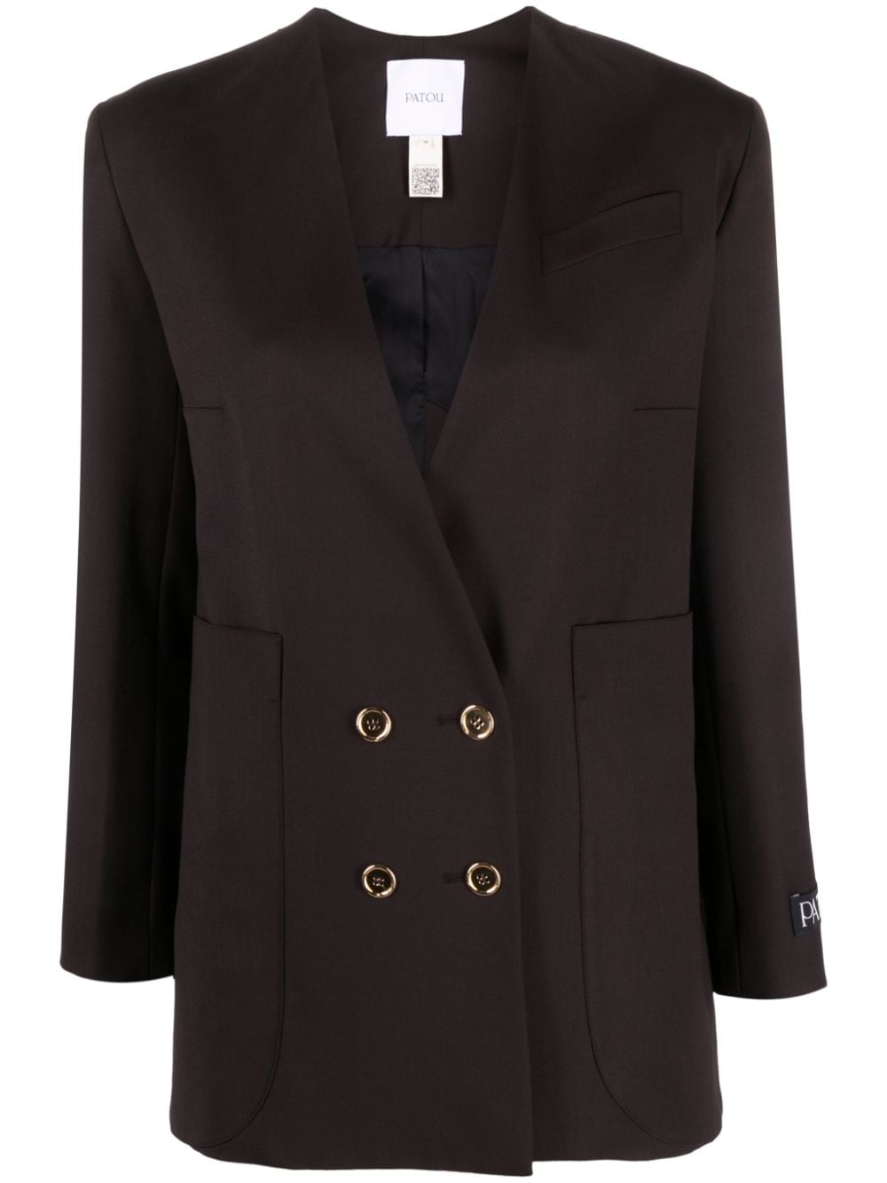 Patou Double-breasted Blazer In Brown