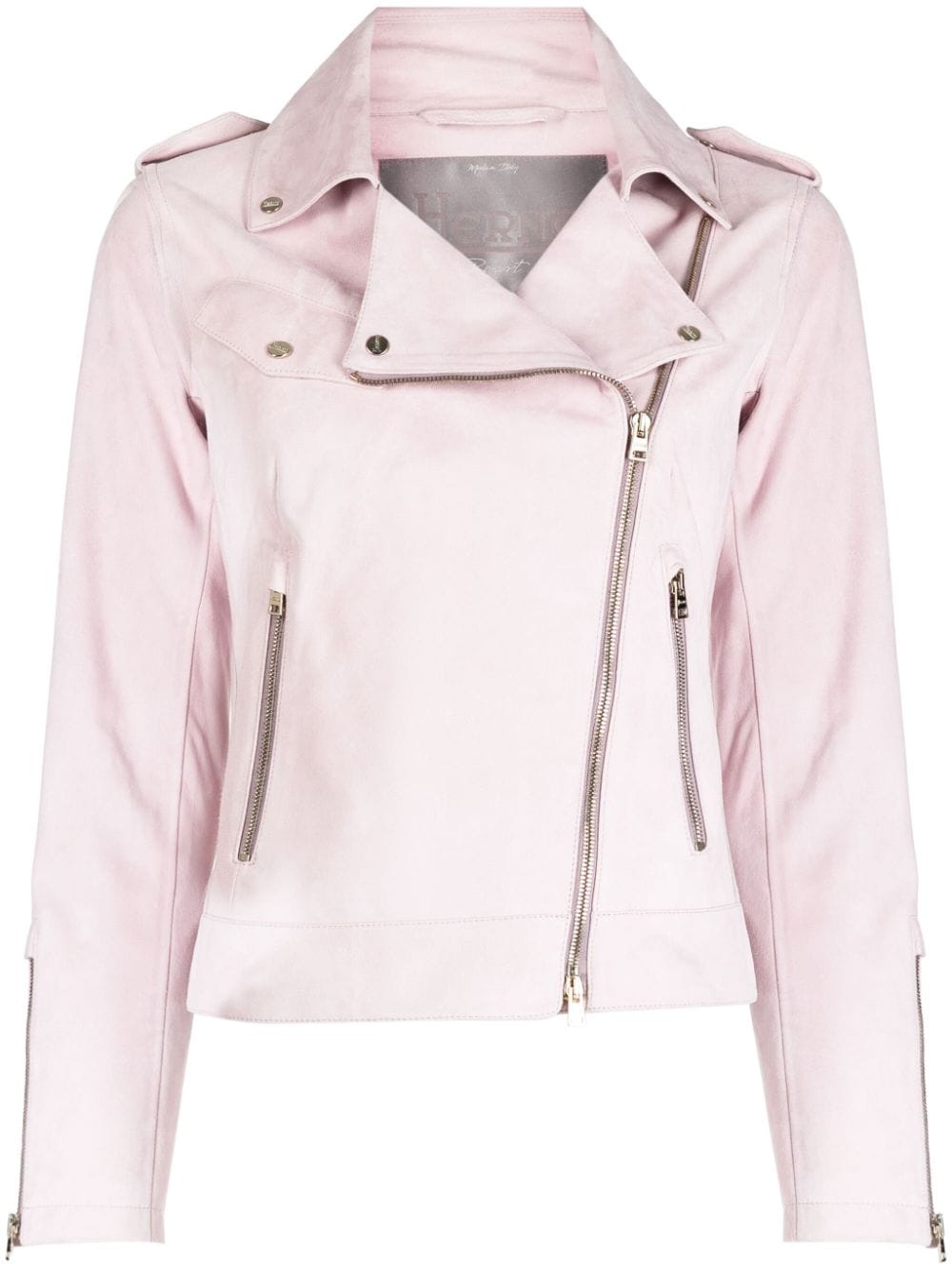 Shop Herno Suede Biker Jacket In Pink