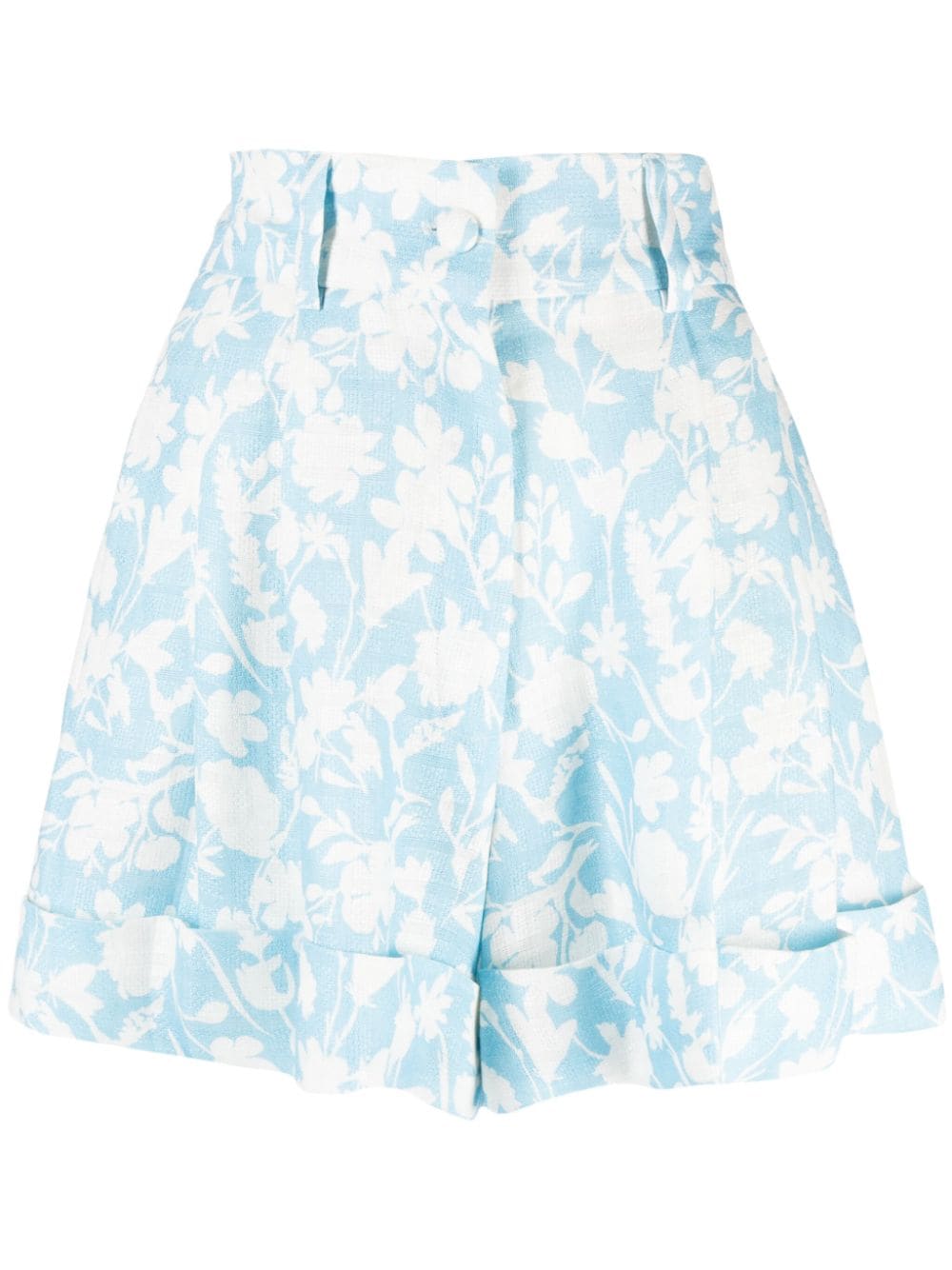Bambah Arielle Cairo floral-print linen shorts - Blu