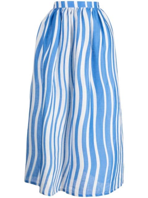 Bambah Sicily striped linen midi skirt