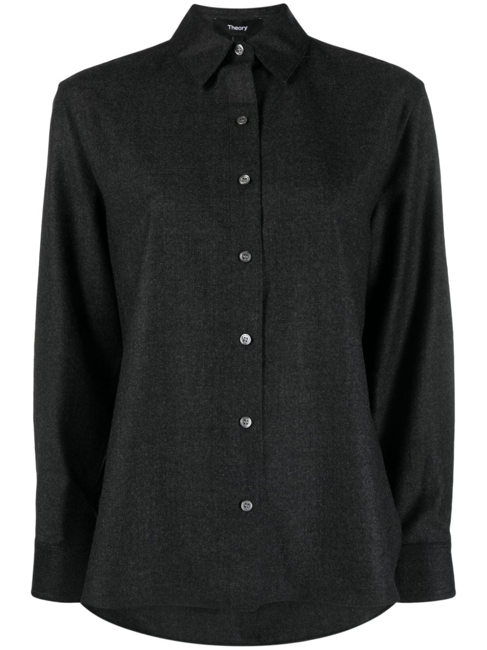 Shop Theory Long-sleeve Virgin Wool Shirt In Grey