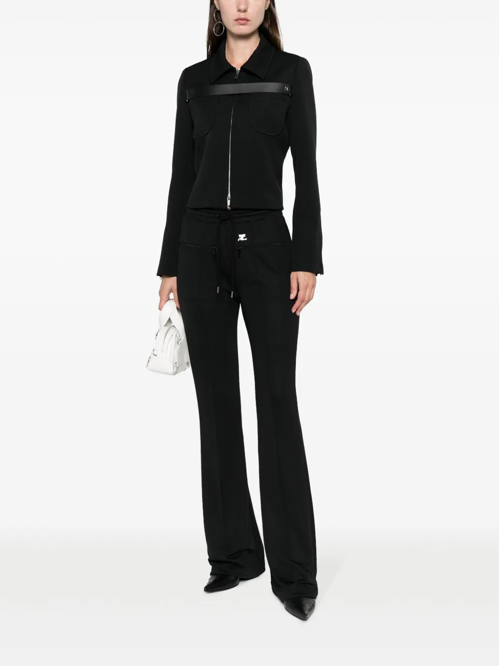 Courrèges Broek met geborduurd logo - Zwart