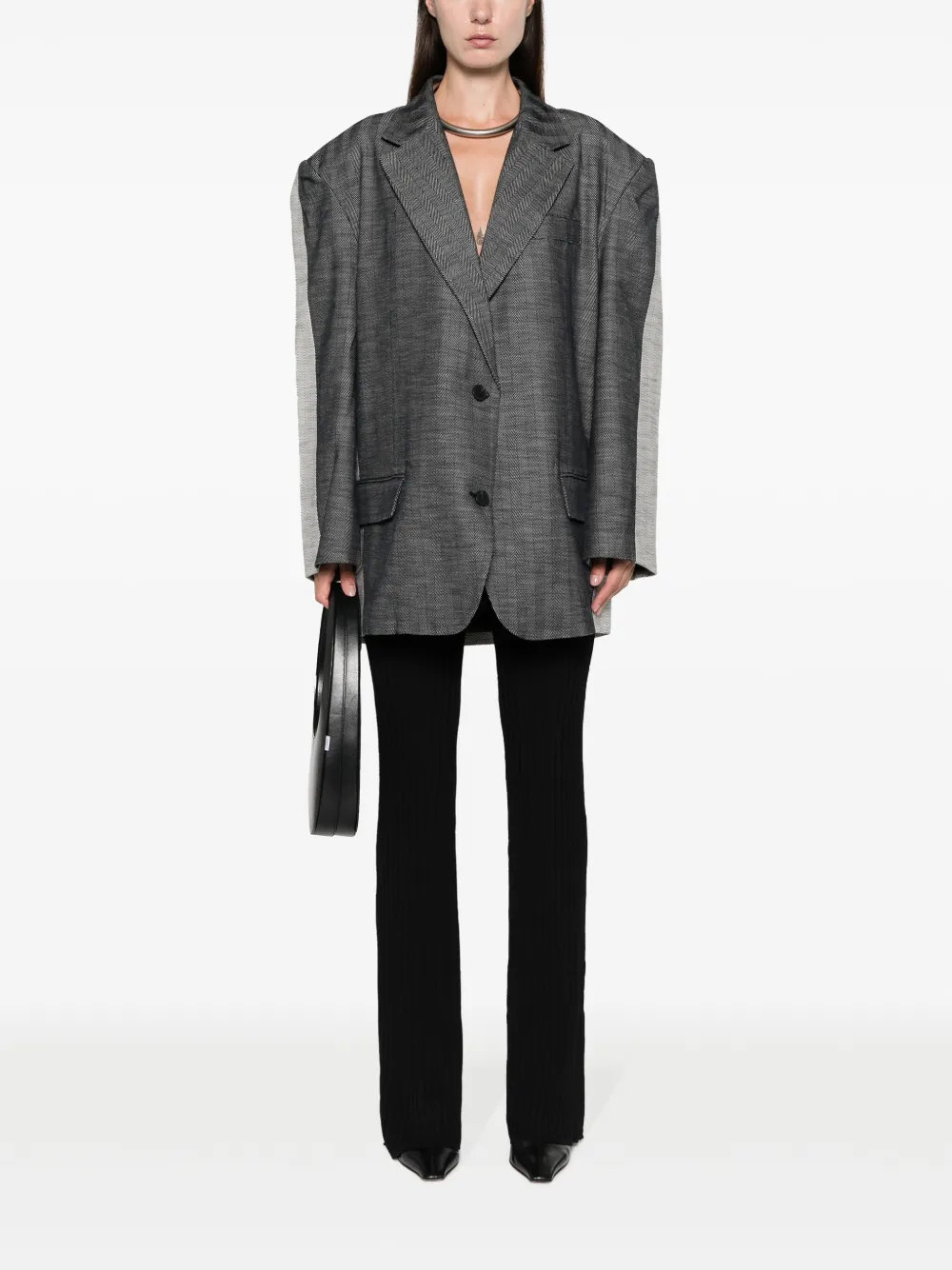 Shop Remain Herringbone Two-tone Blazer In Grey