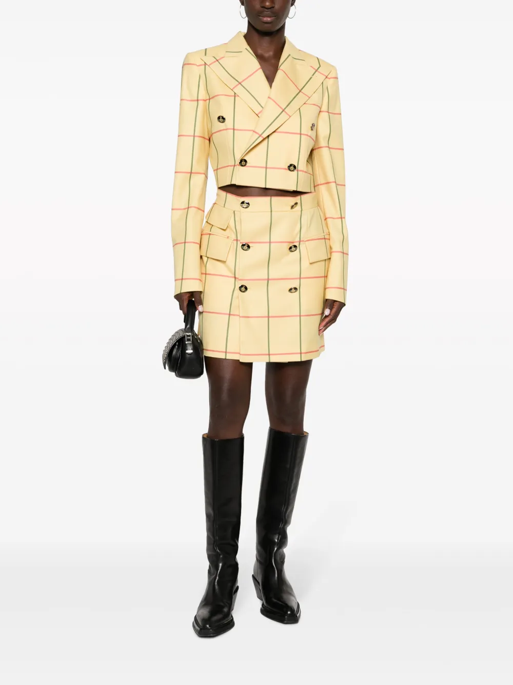 Vivienne Westwood check-pattern cropped blazer - Geel