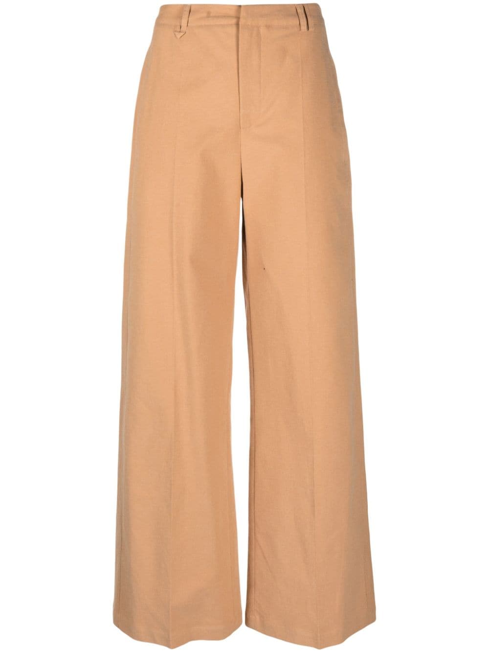 Alysi High-waist Flared Trousers In Brown